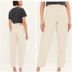 Frank & Oak Linda Balloon Tapered Leg High Rise Jeans Ivory Denim Size 29